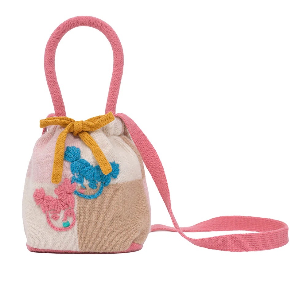 YanYan Checked Pouch in Strawberry Lambswool